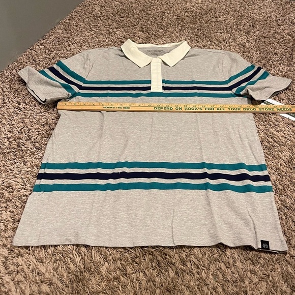 Threads for thought nwt gray striped short sleeve polo - Picture 9 of 9